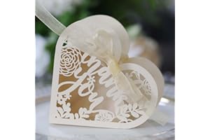 Steedna 50 Pack Sweet Candy Box Hollow Out Wedding Party Favors Laser Cut Roses Pattern Thank You Candy Boxes Party Favors Id