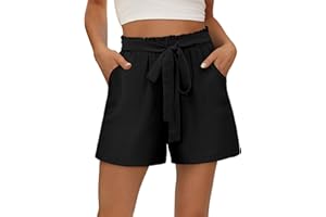 BETTE BOUTIK Womens Summer Shorts with Pockets Lightweight High Waisted Adjustable Tie Knot Loose Casual Short
