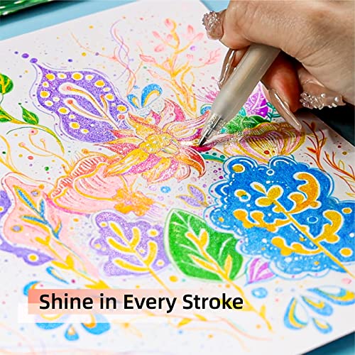 HANKU Glitter Gel Pens 8 Color Retractable Glitter Gel Pen Set 0.7mm