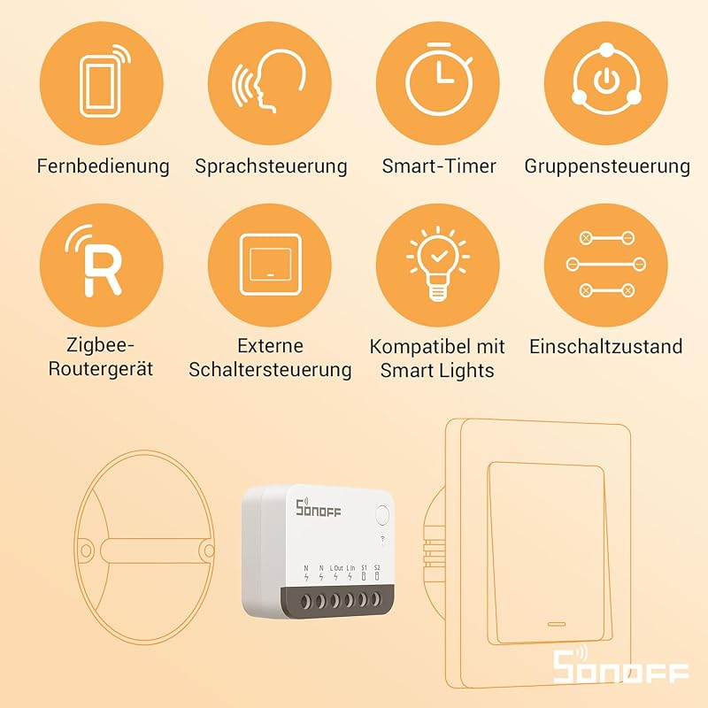 ZBMINIR2 Zigbee Smart Switch 2-Way, Interruttore intelligente, controllo APP, Funziona con Alexa, Google Home, Richiede neutrale e Hub Zigbee