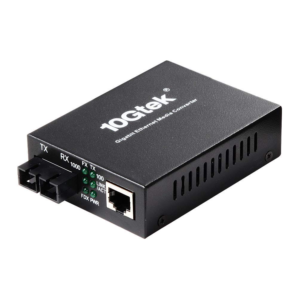 Gigabit Ethernet Fiber Media Converter with a Built-in 1Gb Multimode SC Transceiver, 10/100/1000M RJ45 to 1000Base-SX, up to 550m, with a British Power Adapter