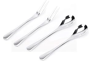 VANRA 5in 4-Piece Flatware Set Silver 18/10 Stainless Steel 2 Forks and 2 Spoons Set Salad Fork Teaspoon Cocktail Fork Coffee