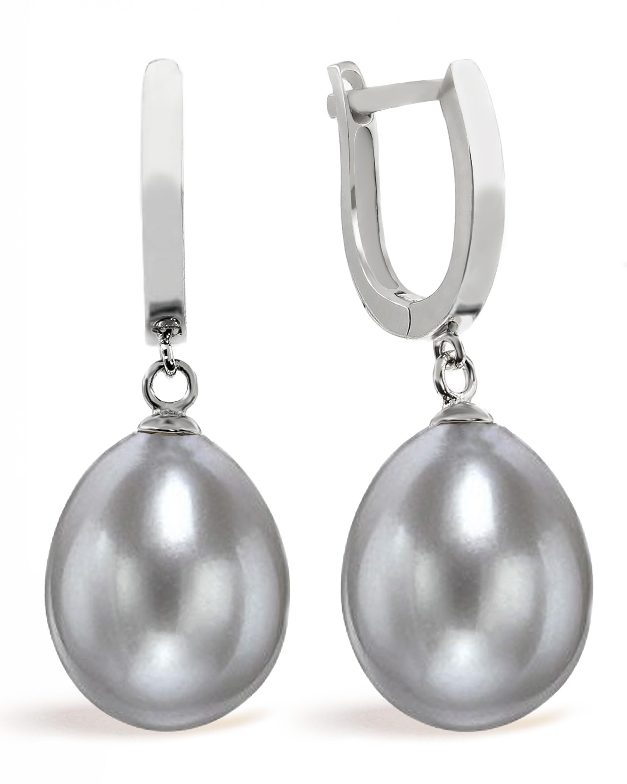 Women Pearl Earrings, Fresh Water Cultured Pearls Drop Shape 10,5-11 mm White, Lavender, Peach and treated Grey and Black colours by Secret & You | Sterling Silver 925 โ image 1