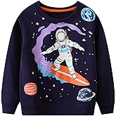 YAGATA Toddler Sweatshirt Boys Long Sleeve Shirts Casual Kids Cotton Graphic Fall Winter Pullover Tee Tops Blouse