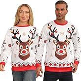 QMKKX Ugly Christmas Sweatshirts for Women Men,Ugliest Unisex Womens Mens Sweatshirt,Funny Novelty Xmas Deer Sweater Shirt