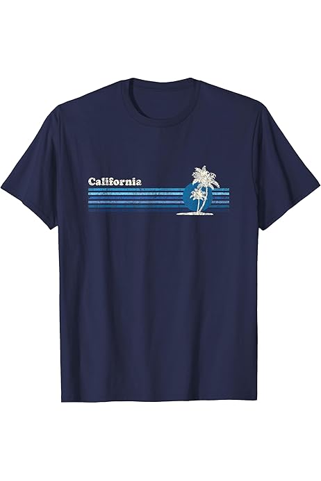 Amazon.com: California Vintage T Shirt Retro 70s Throwback Tee 