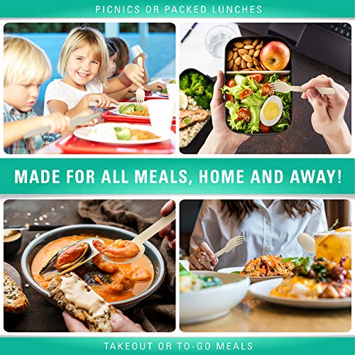 Woodland Premium Disposable Wooden Cutlery Biodegradable Utensils Set