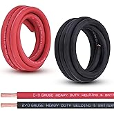 Shirbly 2/0 Gauge Battery Cable, 10FT Red + 10FT Black 2/0 AWG Pure Copper Wire Welding Cable, for Automotive, Battery, Solar