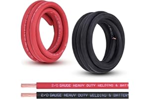 Shirbly 2/0 Gauge Battery Cable, 10FT Red + 10FT Black 2/0 AWG Pure Copper Wire Welding Cable, for Automotive, Battery, Solar and Generator, Standard USA OFC Wire
