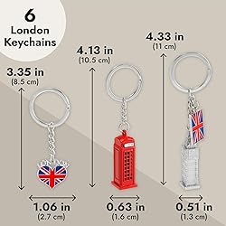 Juvale 6-Pack London Keychain Souvenir Gifts