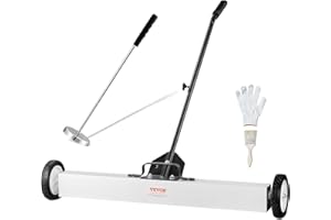 VEVOR 36-Inch Magnetic Sweeper with Wheels, 55 lbs Capacity, with Telescoping Magnetic Pickup Tool, Adjustable Handle, Magnet