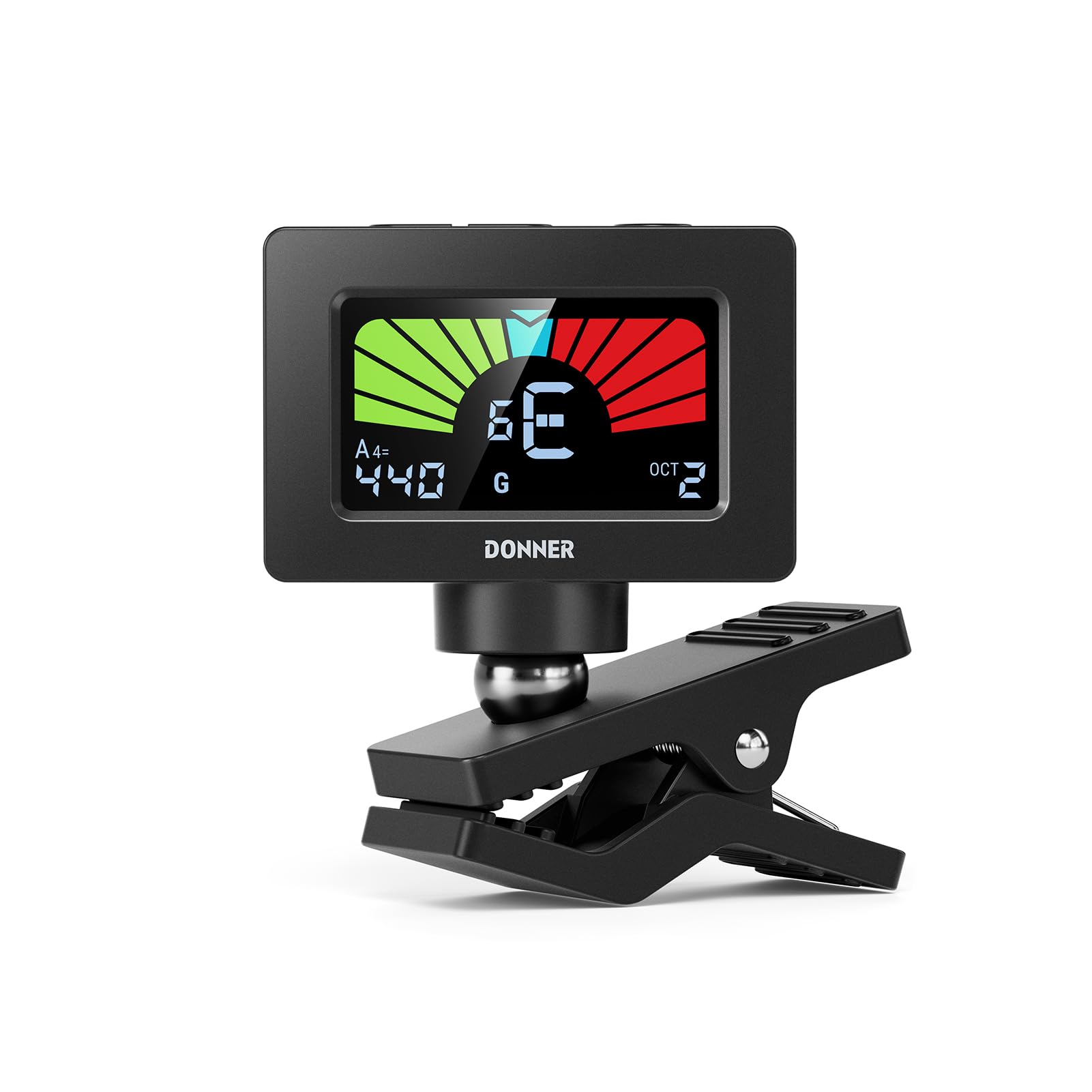Donner Guitar Tuner Clip On Magnetic Guitar Tuner with Color LCD Display for Acoustic/Electric Guitar Ukulele Bass Violin Banjo Tuning DT-10 - Black