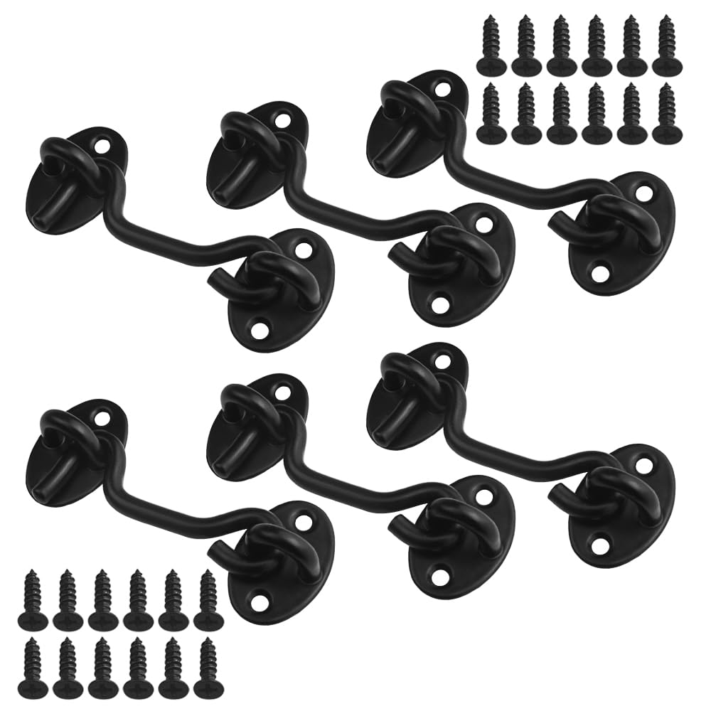 WMYCONGCONG 6 PCS Gate Hook and Eye Latch, Heavy Duty Cabin Hooks Stainless Steel Door Lock Hook with Screws for Closet Doors Window Door Fence, 75mm/3inch