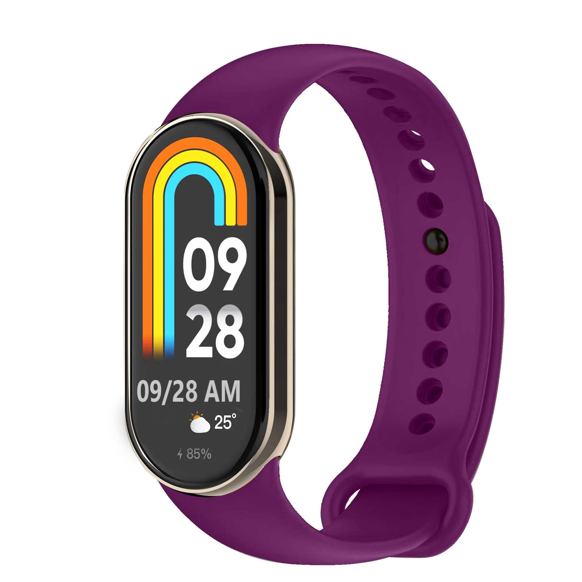 OcioDual Replacement Strap Compatible with Xiaomi Mi Band 8, Soft Flexible Silicone Sport Breathable Rubber Replacement Bracelet, Purple