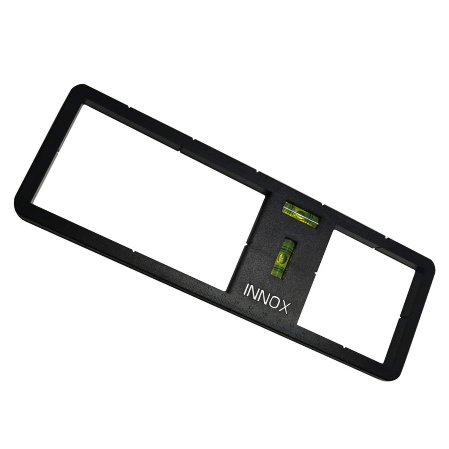 Innox Electrical Socket Back Box Cutting Template - with Vertical and Horizontal Spirit Levels I Electricians Tools I Double Plug Sockets I Double Socket Back Box I Spirit Level (Black)
