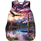 MIEPOS Patriotic Eagle Backpack,American Flag Polyester Backpacks,Lightweight Double Shoulder Back Pack for Adults Teens,Cross Inspirational Bookbag,School Bag Gifts,Casual Travel Daypack Book Packs