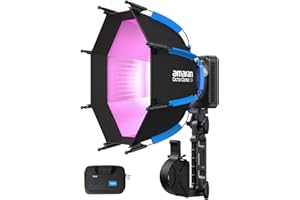 amaran Ray 60c RGB Video Light,60W Portable Studio Light CCT 1,800K-20,000K,3910Lux/1m, IP54 Bowens Mount,w/Softbox Portable 