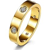 HighSpark Classic 18K Gold Plated Love Ring | Stainless Steel Women Stacking Ring Wedding Band Ring | Lovely Gift