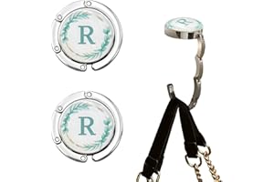 NZNDB 2pcs Foldable Purse Hook for Table, Folding Handbag Hanger, Personalized Letters Collection Desk Purse Holder for Women Bag (R)