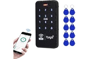 OBO HANDS WiFi TUYA Smart APP Access Controller, 125KHz 13.56MHz RFID Keyboard,IP68 Waterproof, Touch Panel, Backlight Stand-Alone Door Access Control Keypad,+ 10pcs Blue Keyfobs Tags