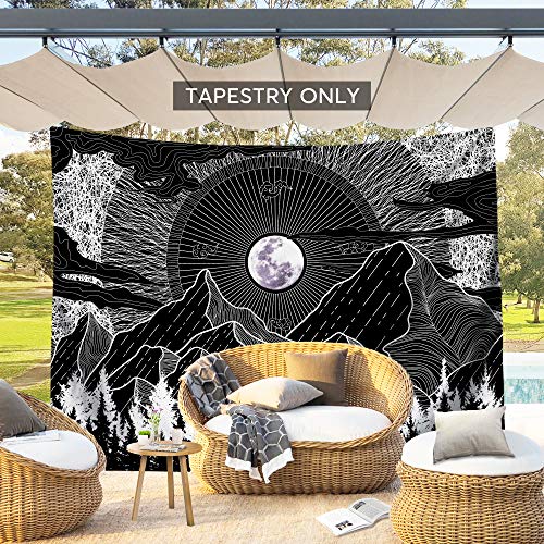 pinata Moon Mountain Tapestry Black and White Tapestry Wall Hanging