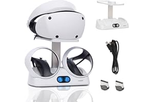 NANANINO PSVR2 Controller Charging Station,VR2 Charging & Storage Stand for Playstation VR2 Controller with Led Indicator,2 Magnetic Clasp and Type-C Cable