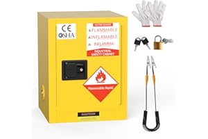 YOEXTO Fireproof Storage Cabinet 18" x 18" x 22", 12 Gallon Galvanized Steel Flammable Cabinet, fire Resistant Cabinets, Chemical, Yellow