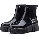 Gets Womens Rain Boots, Waterproof Platform Rubber Chelsea Rainboots, Comfortable Short Shoes Ankle Garden Boots for Outdoor Work