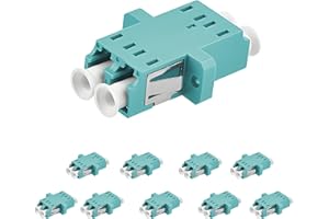 JOVXIAZ 10-Pack LC Fiber Optic Adapter - Data Center OM3 Network Systems LC to LC UPC Duplex Multimode Coupler - Aqua