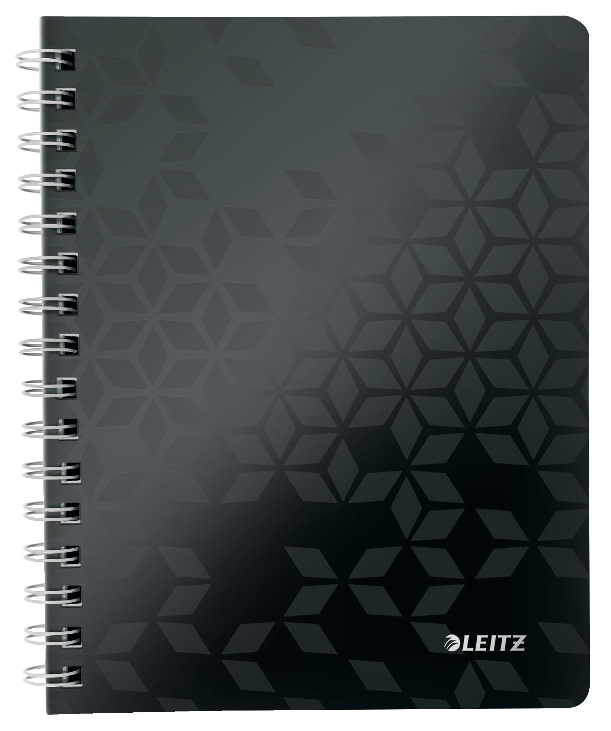 Leitz A5 Flexible Cover Notebook, Black Wire Bound, 80 Sheets, Squared Paper, 90 gsm Ivory Paper, Wow Range