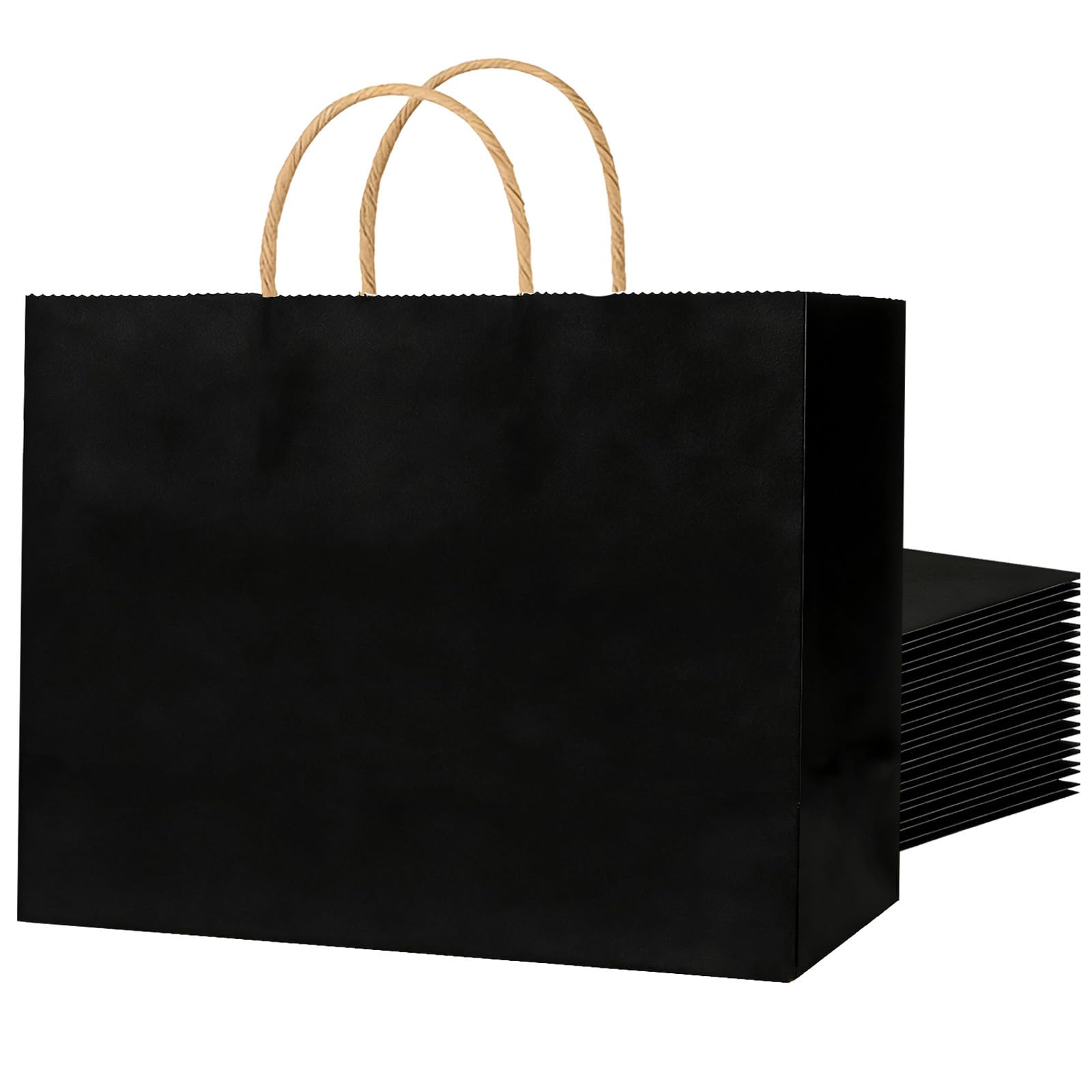 Weifeng 20pcs Large Gift Bags with Handles, 30 * 12 * 23cm Paper Bags Large for Presents, Party Bags Black for Kids Party, Paper Bag for Sweet,Snack,Birthday and Wedding（11.81 * 4.72 * 9.06 Inch）