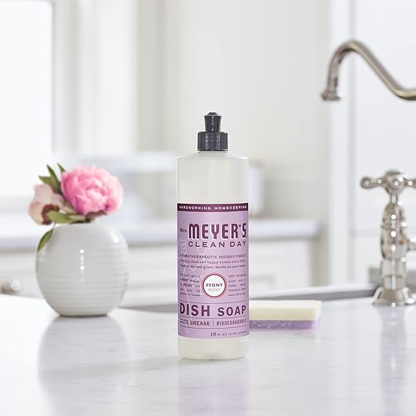 MRS. MEYER’S CLEAN DAY LIQUID DISH SOAP, BIODEGRADABLE FORMULA, PEONY, 16 FL. OZ