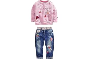 LUKYCILD Toddler Girl Clothes 3t Girl Clothes Baby Girl Long Sleeve Floral Top+Jean Pants Outfit Set