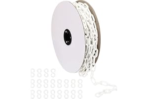 PATIKIL Plastic Chain,52 FEET Safety Barrier Chain for Crowd Control, 1/4inch(6mm) White Plastic Chains Links for Queue Lines