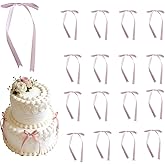 SHIONSON 50 Pcs Twist Tie Bows,5x7 inch Long Satin Ribbon Bows for Gift Wrapping Champagne Bottle Party Decorations Wrap Bows (pink)