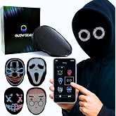Pixel Stackers NEW Glow Gear Face Transforming LED Mask App-Controlled Light Up Cosplay Mask with 115+ Animated Faces, Customizable LED Patterns, Battery Rave, Festival, Halloween, DJ Accessory
