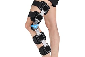 Hinged ROM Knee Brace with Adjustable Locking Dial & Side Stabilizers - Post Op Knee Support for ACL, PCL, MCL Injury, Menisc