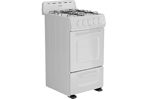 Avanti GRO20P0W Gas Range Oven Compact Freestanding Design, 4 Burners with Electronic Ignition, 2.1 Cu.Ft. Capacity Features Solid Door Storage Drawer Broiler and Accessories, 20-Inch, White