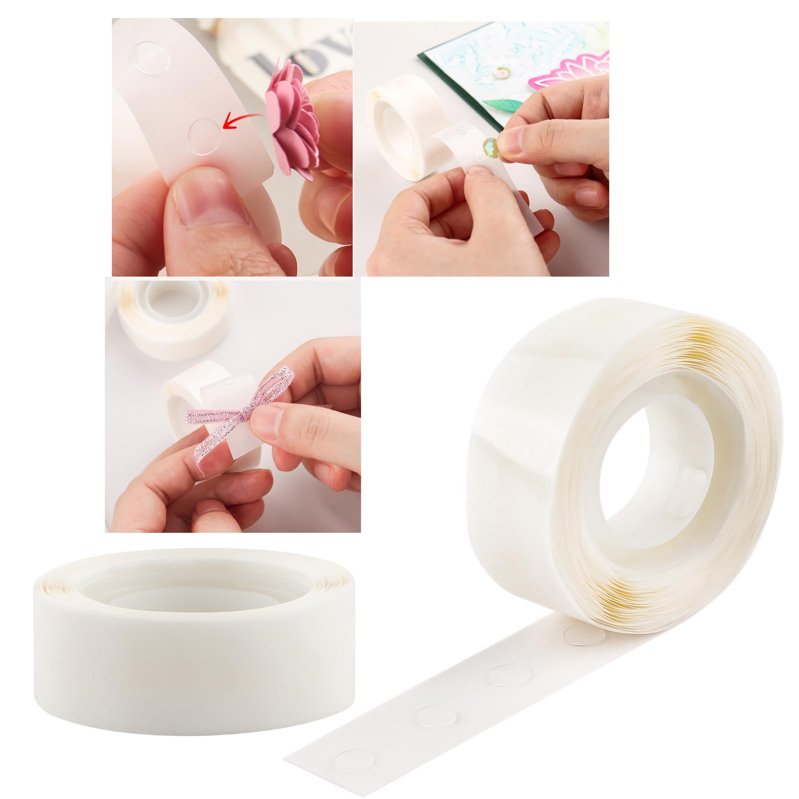 OTCRAFT 600 Stück 3/16 Zoll (5 mm) 2 Rollen ultradünne Klebepunkte, klare, entfernbare Mini-Klebepunkte, doppelseitige Aufkleber, für Luftballons, Hochzeitsdekoration Oder DIY-Bastelpunkte