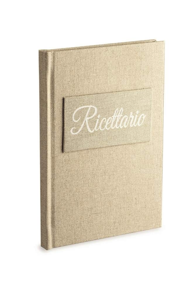 Personal Recipe Book for Writing with 3 Bookmarks with 60 Sheets (120 Unnumbered Pages) in Ivory Lined Paper, Ecru Linen Fabric