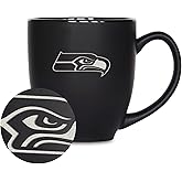 Rico Industries NFL Football 15oz Matte Black Bistro Mug - For Hot or Cold Drinks - Team Logo Etched For Unique Feel