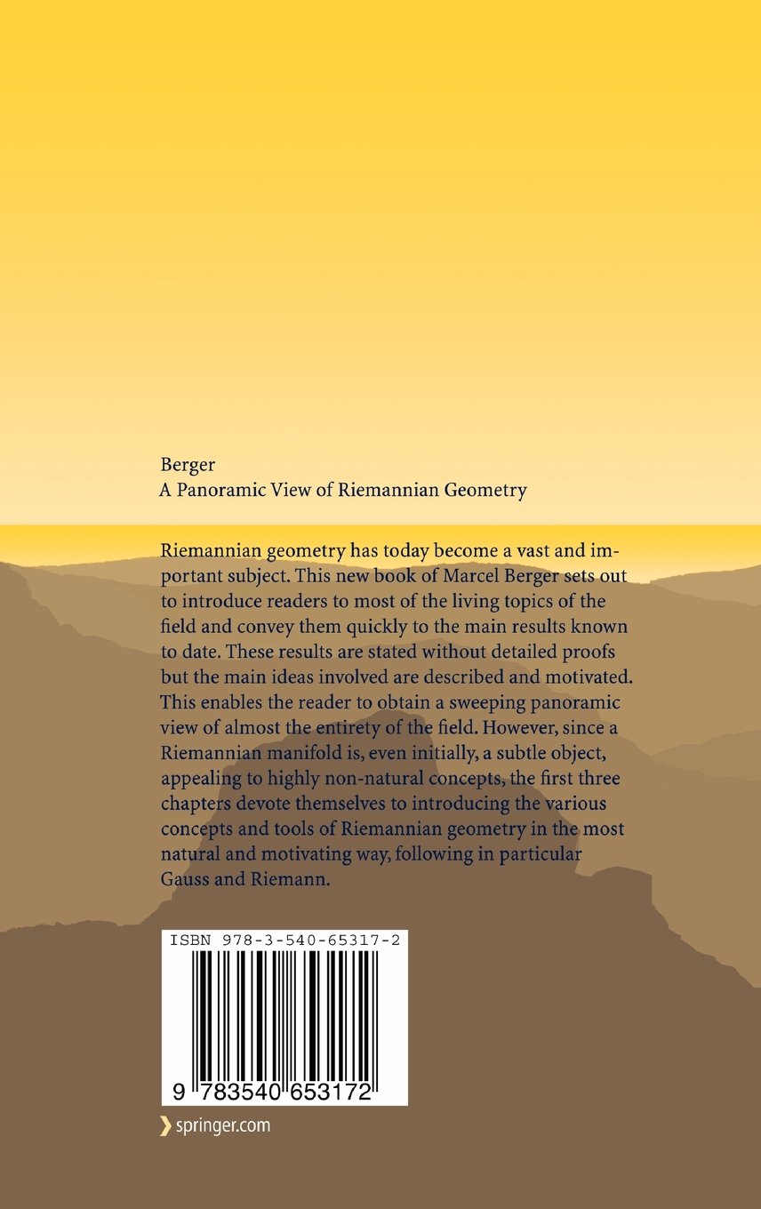A PANORAMIC VIEW OF RIEMANNIAN GEOMETRY PDF