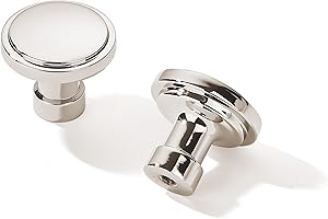 ZAUYX 10 Pack Modern Polished Nickel Cabinet Knobs, 1-1/4 inch Diameter, Round, Ergonomic Grip, Indoor Use, Kitchen, Bathroom