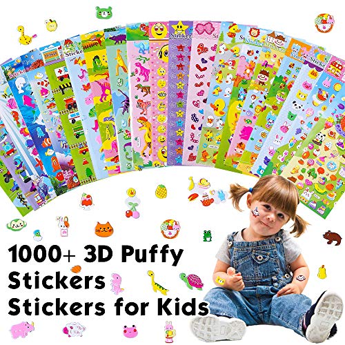 20 Different Scenes, 1000+ 3D Puffy Stickers, YearRound Sticker Bulk