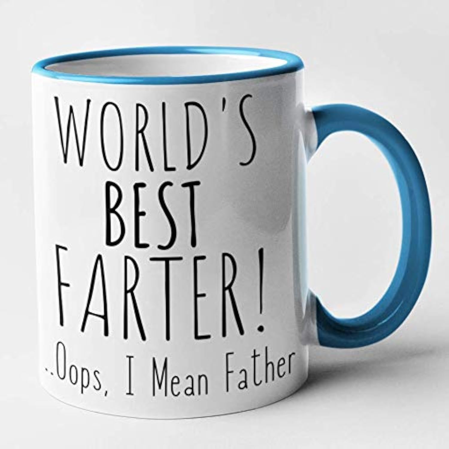 World's Best Farter Oops I Mean Farther Mug Happy Day Dad Present Funny Hilarious Gift (Blue)