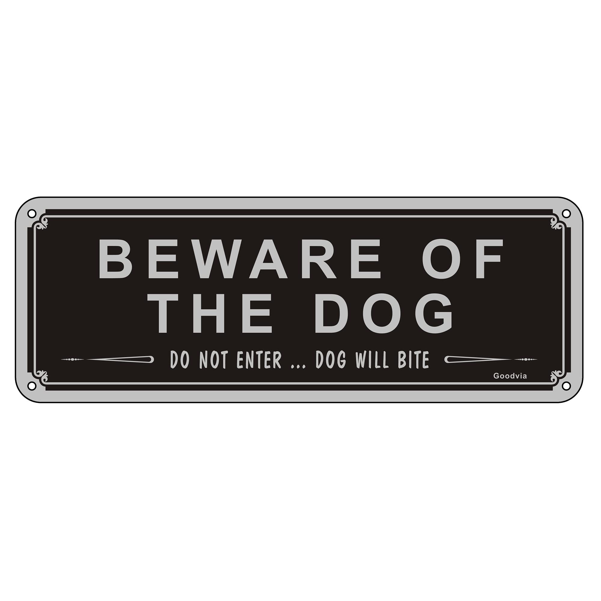 Beware of the Dog Aluminum Metal Sign, Do Not Enter, Dog Will Bite - 3.5x9.8 Inches, Rust Free, Fade Resistant - 1 Pack — image 1