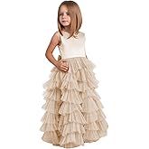 MCieloLuna Flower Girl Dresses for Wedding Bow-Knot Multilayer Puffy Tulle Pageant Princess First Communion Dresses