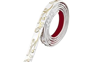 Yuzzy Flexible Molding Trim Self Adhesive, 16.4 Feet x 1 inch Feet Peel and Stick Crown Molding Wall Trim, Ceiling Molding for Wardrobe, Door, Furniture, Home Decor(White+Golden)