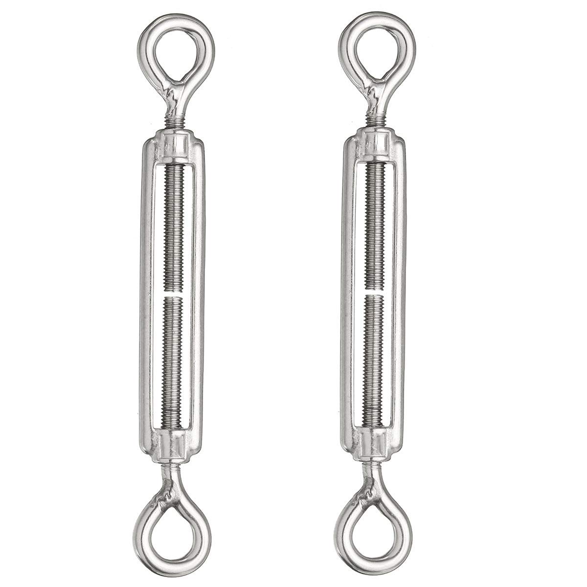 POFET 2pcs M12 Stainless Steel 304 Eye & Eye Turnbuckle Wire Ropes, Strong Tension, Used for Sunshading, Tent Installation, Fastening Cables or Ropes