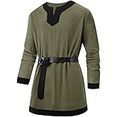 Runcati Mens Medieval Knight Tunic Renaissance Viking Pirate Shirts Warrior LARP Halloween Costume Tops